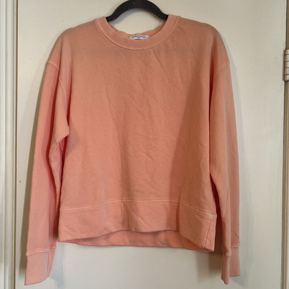 Perfect White Tee XS Tyler Sweatshir French Terry Pullover Peach💖Gift💖USA💖